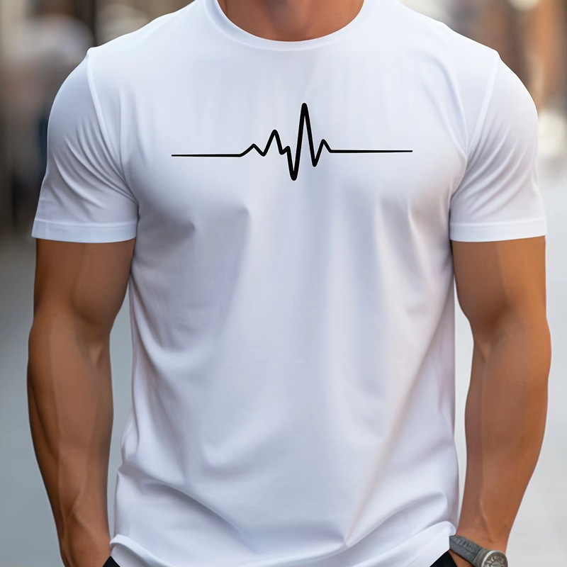 Men's Pure Cotton Loose Size Creative Graphic Printing Suitable for Casual Sports Round Neck Short-Sleeved T-Shirt Anime Printing
