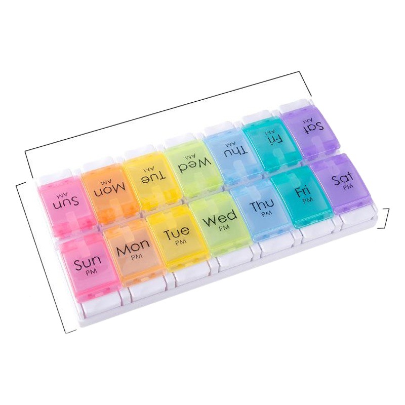 Kerui fuente precio de fábrica al por mayor portátil 14-grid prensa rebotando tableta caja de almacenamiento dos veces al día 7 días a la semana