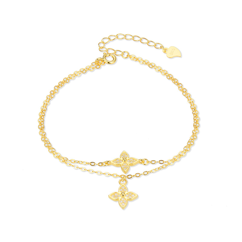 Accesorios de mujer fresca joyería japonesa y coreana s925 plata circón joyería transfronteriza pulsera de flores al por mayor