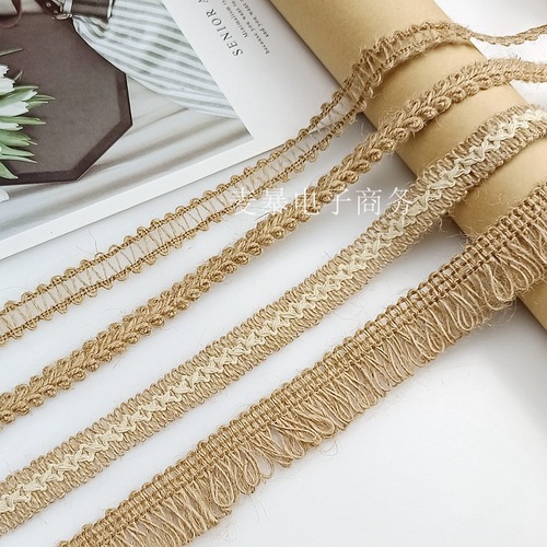 Narrow 2-meter roll kindergarten environmental creation material handmade DIY decorative cotton and linen rope woven edge ribbon