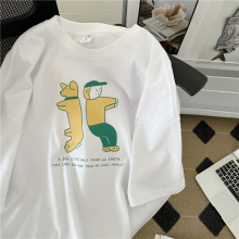 捡漏外贸剪标女装大牌尾货清仓折扣处理趣味卡通印花短袖T恤圆领