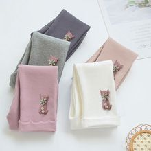 女童打底裤春秋款外穿新款纯棉白色儿童中大童黑色女宝裤子配裙子