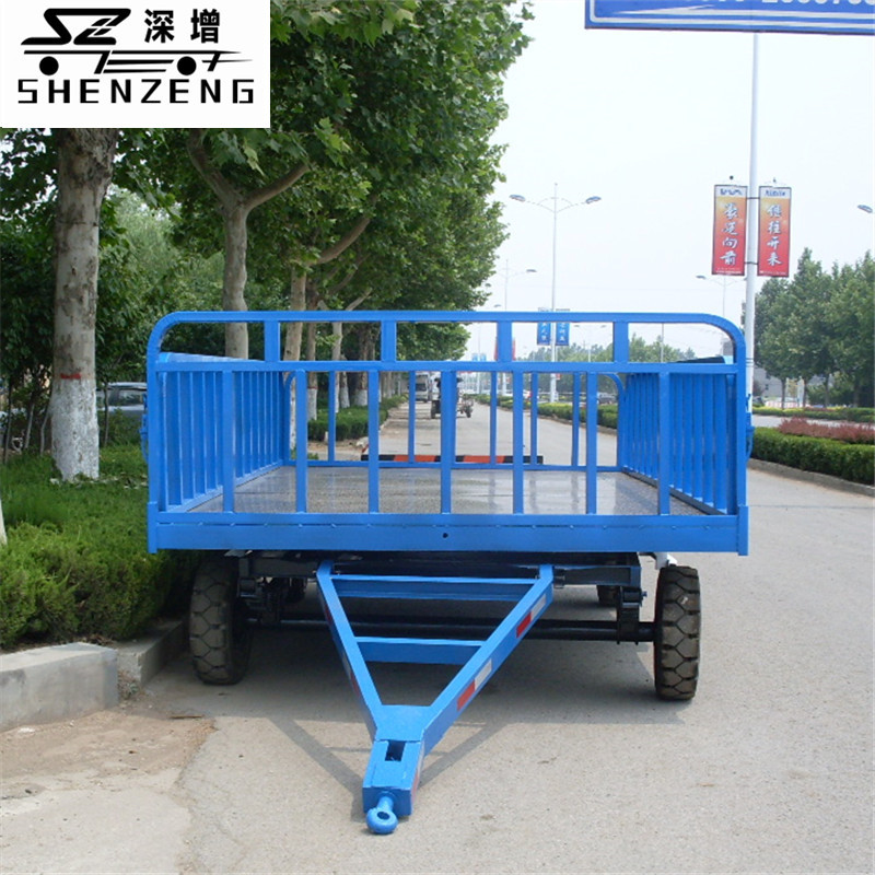 8吨平板拖车 护栏板车 带转盘式低平板拖车 场内中转拖车