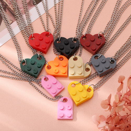 Nceklace Korean Style European and American Cross-Border Heart Necklace Creative Simple Love Pendant Double Beaded Chain Necklace