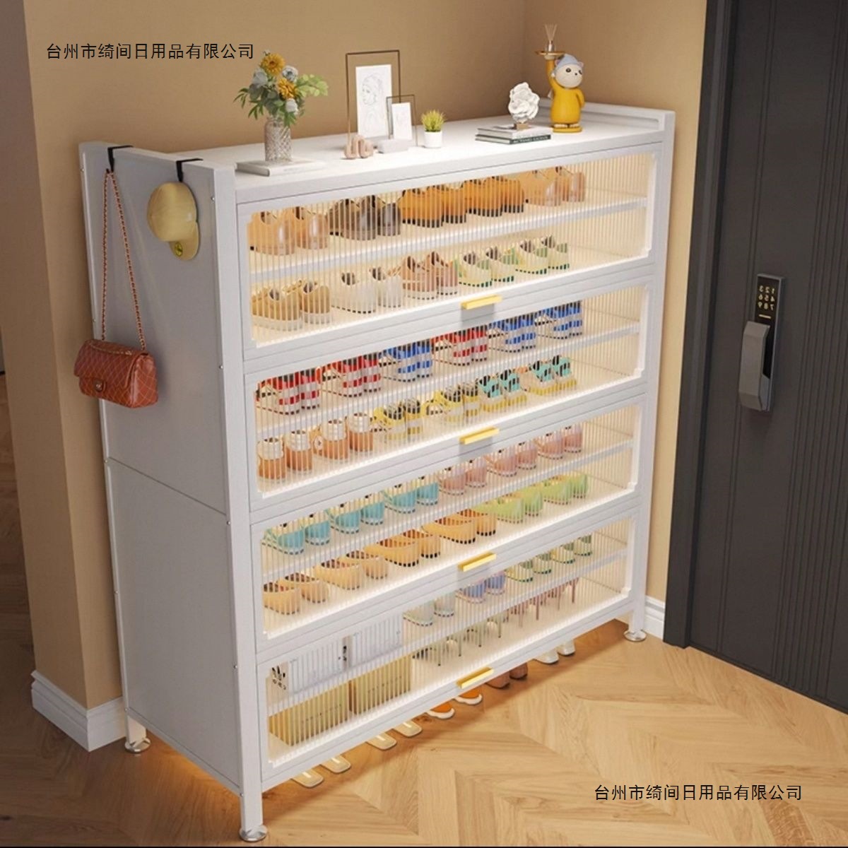 Steel Thickened Shoe Cabinet Household Multi-Layer Flip Storage Cabinet Floor-Standing Shoe Rack Ultra-High Shoe Cabinet Dust-Proof Rack Entry Shoe Cabinet