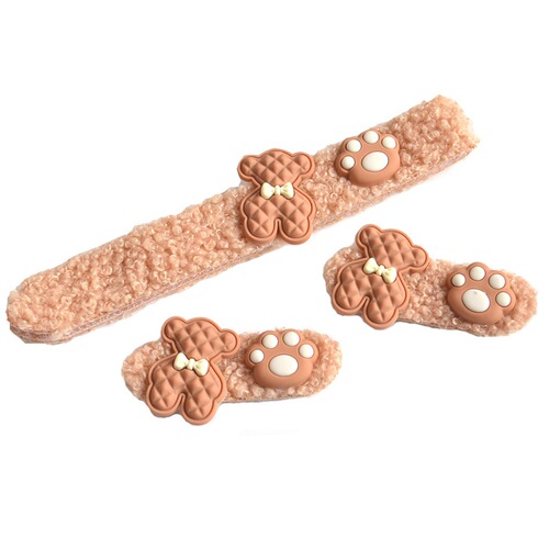 Children's bangs stickers, cartoon plush Velcro, does not hurt broken hair, hair sorting artifact, baby girl's face wash, hairband, headband