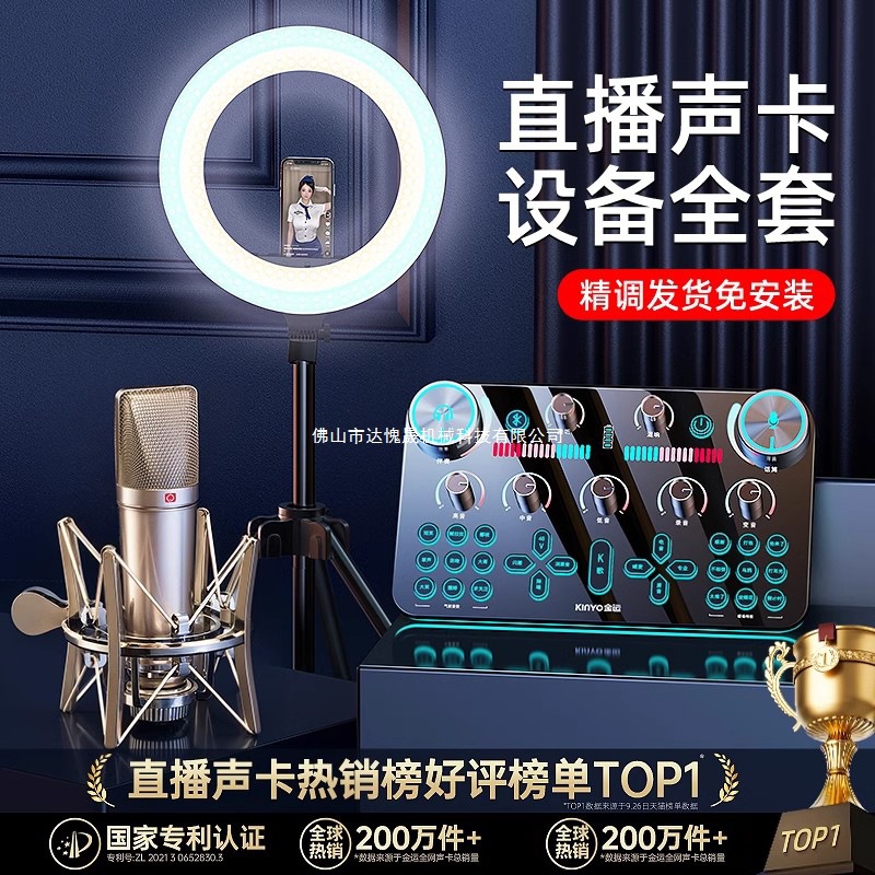 Jinyun V20 Live Broadcast Equipment Full Set Sound Card Douyin Singing Mobile Phone Recording 2025 New K Song Professional