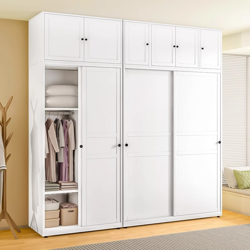 Armario de puerta corredera de acero dormitorio doméstico simple armario de balcón armario de hierro forjado alquiler de almacenamiento de gran capacidad de metal image 1