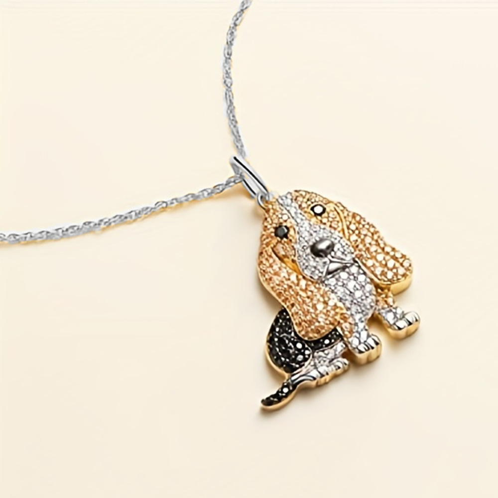 Casual, Daily Occasion Cute Dog Artificial Crystal Zinc Alloy Cable Chain Pendant Necklaces Wholesale