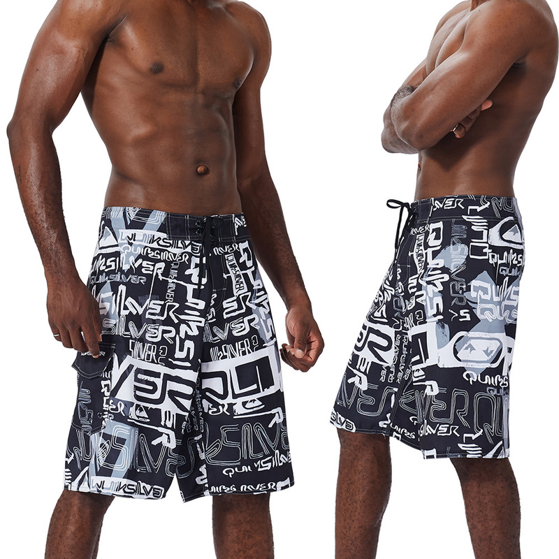Quiksilver Men's Loose Beach Shorts Summer Trendy Men's Quick-Dry Shorts Mid-Length Shorts Men
