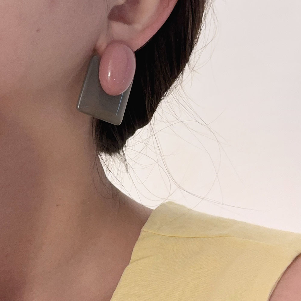 Geometric Pattern 1 Pair Retro Vacation Geometric Plating Acrylic Ear Studs