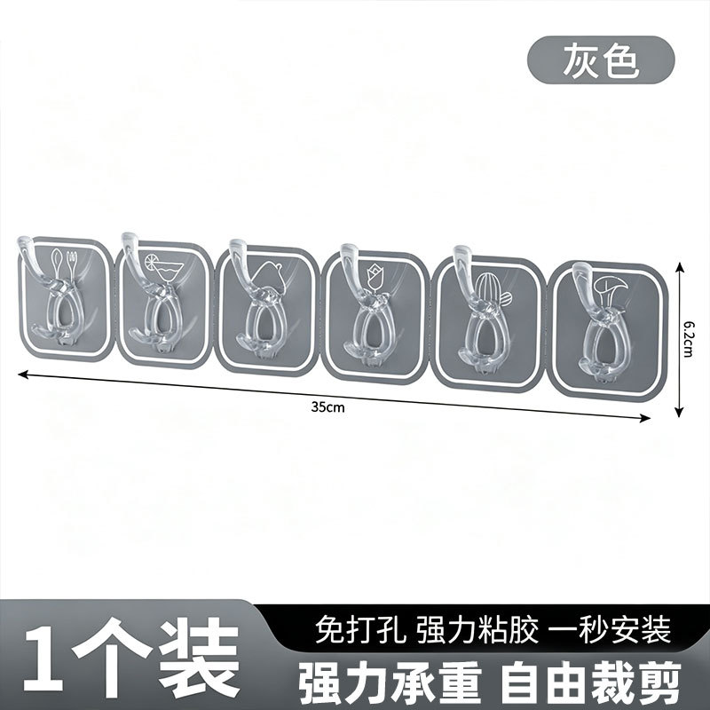 Gancho transparente gancho pegajoso gancho sin costuras detrás de la puerta Cuarto de baño Cocina adhesivo fuerte gancho sin clavos fábrica al por mayor