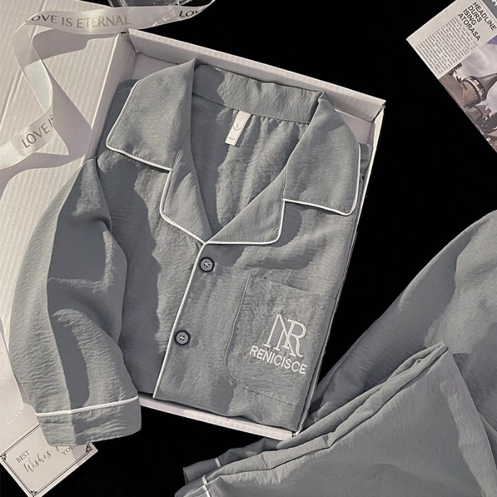 Pijama de hombre primavera y otoño nubes de algodón de manga larga 2024 otoño y invierno nuevo conjunto de ropa de hogar cardigan