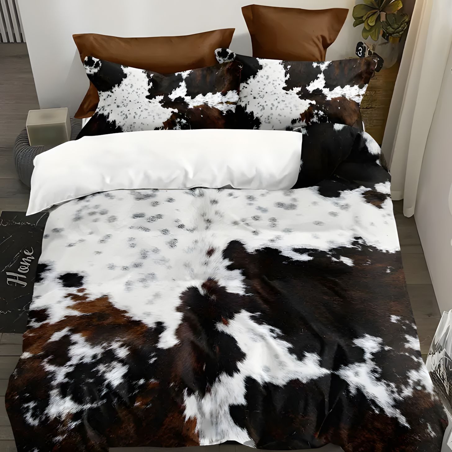 TEMU / JIT transfronterizo piel suave costura rústica kraft 3D impresión digital colcha de cama set