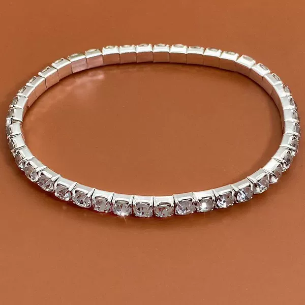 Bracelet 1 row silver white diamond