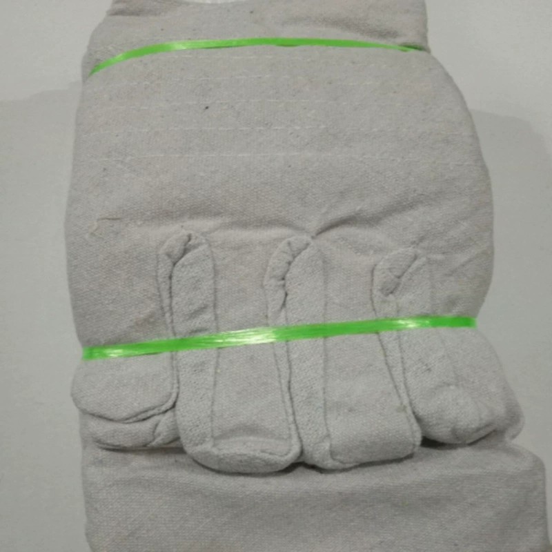 24線 帆布手套 雙層白甲布加厚耐磨隔熱電焊工防護勞保手套廠家