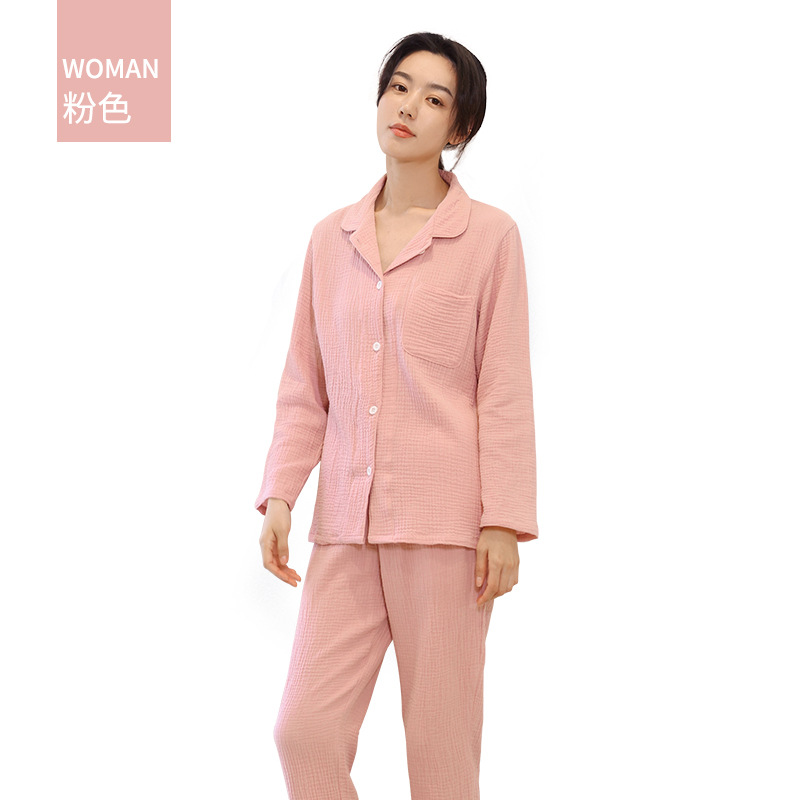 Pijamas de algodón de manga larga de las mujeres de primavera y otoño 2022 nueva de dos piezas larga suelta pareja casual ropa para el hogar