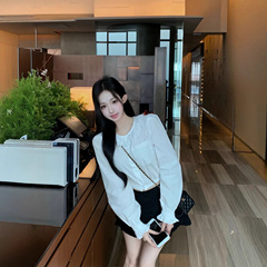 南油早秋高定小香风法式蕾丝荷叶边白色衬衫女气质百搭显瘦送胸针