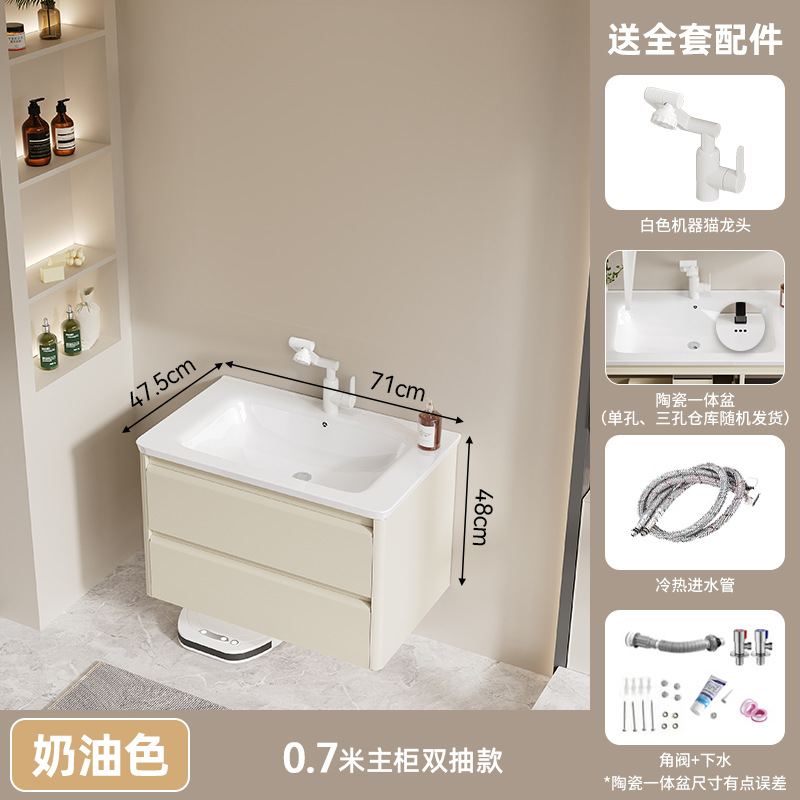 gabinete de baño de acero inoxidable tipo pared de arco circular lavabo gabinete combinación cerámica lavabo integral lavabo doméstico