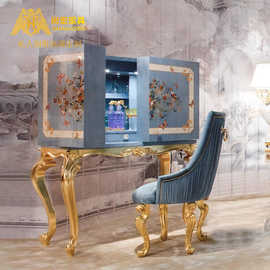 法式蝴蝶装饰柜欧式卧室贝壳拼花实木妆台桌镜奢华主卧高脚储物柜