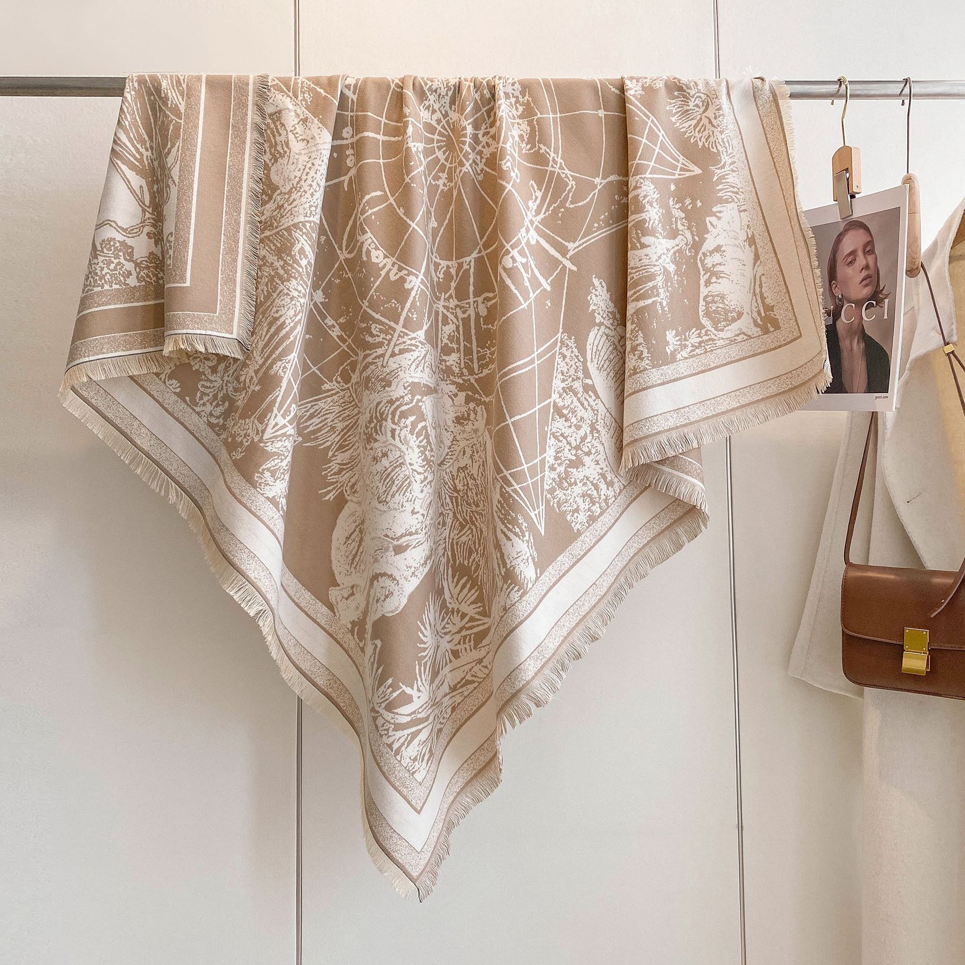 2024 moda bufandas de otoño y invierno bufandas de doble cara imitación de cachemira gruesa abrigo de viaje exterior de decoración chal