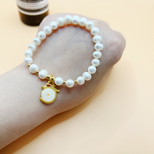 2024 New Year of Destiny Dragon Year Natural Pearl Bracelet with Chinese Style Retro Creative Design Bead Necklace Accessory