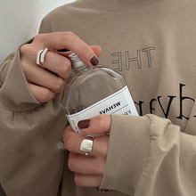 925镀银戒指女韩国ins小众设计款光面交叉重工高级感可调节开口戒