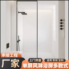 厂家款淋浴房简约风单玻半隔断干湿分离浴室一字玻璃门小卫生间