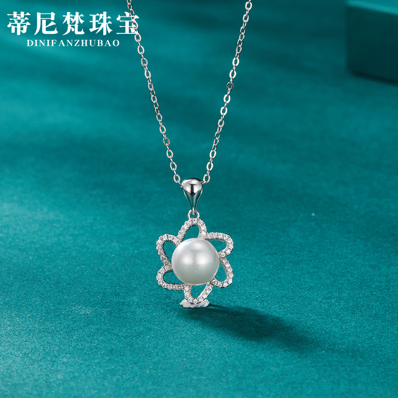 Estilo coreano romántico retro dulce ZIRCON collar joyería de plata s925 plata esterlina perla flor clavícula cadena colgante para las mujeres