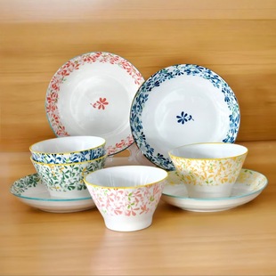 【Porcelain County Official】Four Seasons Flower Set Four Colors Each One Serving Bowl Rice Bowl Underglaze Color Four Seasons Bowl Hand Painted Clear