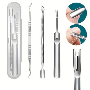 Stainless Steel Double-Ended Nail Picker and Ingrown Toenail Spoon Set, Double-Ended Ingrown Toenail Remover, Nail Dirt Cleaning Tool for Manicure