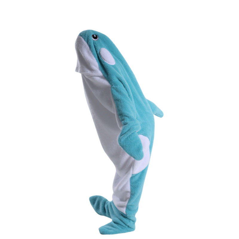 国境を越えたアニメの新しいサメの寝袋イルカクジラの連体パジャマフランネルの家庭服サメの寝袋毛布|undefined