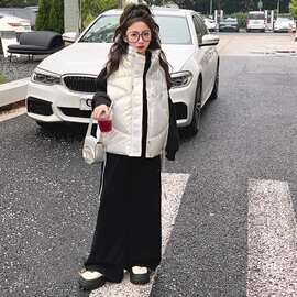 女童羽绒棉马甲2023新款秋冬季中大童女孩洋气坎肩外套爆款外搭潮