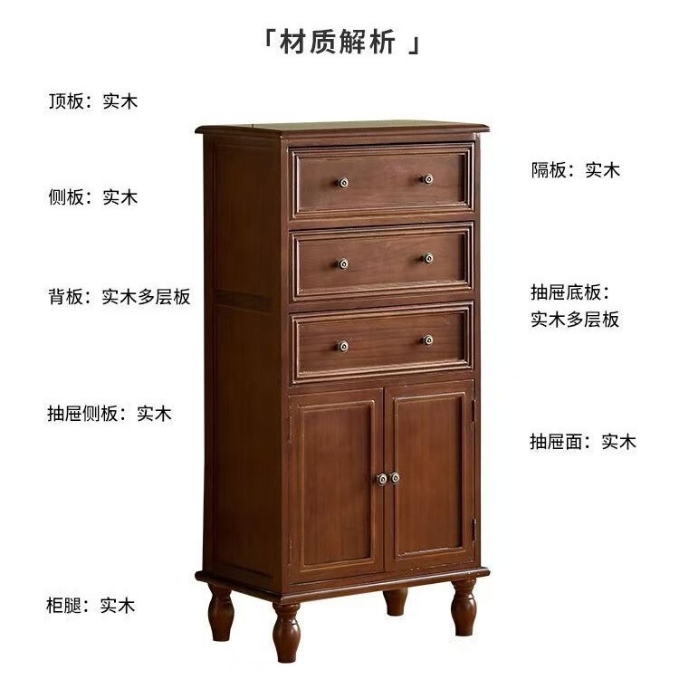 实木复古柜子美式斗柜欧式餐边柜斗柜新中式带门抽屉收纳柜床头柜|undefined