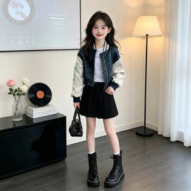 女童新款夹克皮衣外套2026春季女孩秋装上衣洋气休闲韩范潮流童装
