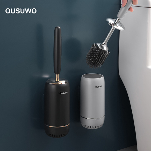 Toilet brush no dead corner home wall-mounted wash toilet bathroom squatting cleaning long handle silicone toilet cleaner hotel magic tool