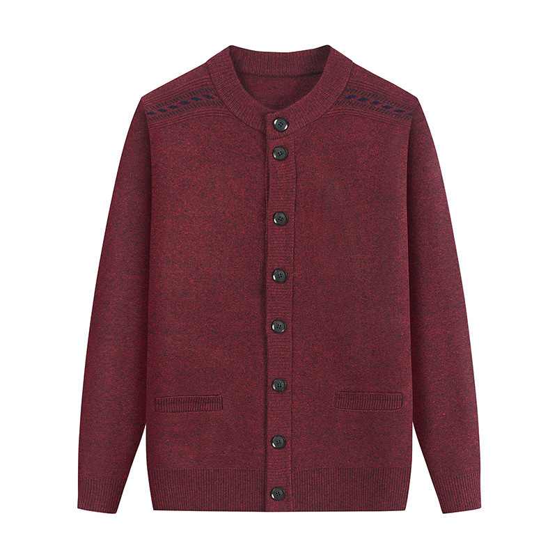 Dad's Cardigan Sweater Men's Long-sleeved Knitwear Middle-aged Men's Clothing Grandpa's Round Neck Coat Spring and Autumn Winter Clothes
