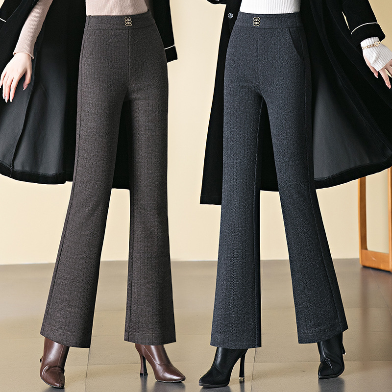 Acetate Wool Slightly Spicy Pants for Women 2025 Winter New Elastic Waist Fashion Versatile Slim Casual Wool Pants