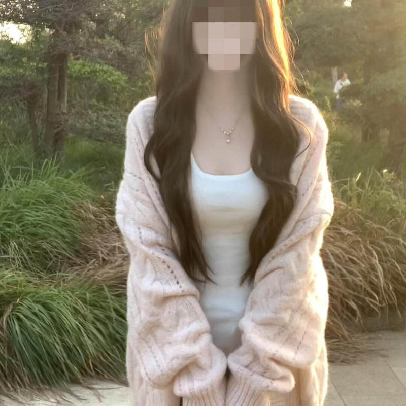 Gentle Hollow-out Cable Knit Cardigan for Women, Fall/Winter 2026 New Style, Loose and Casual Single-Breasted Sweater