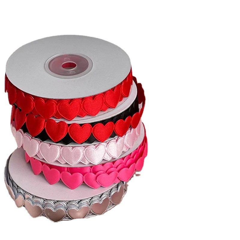 Embalaje ramo de flores de cinta en stock tienda de flores al por mayor con pequeña fragancia material floral en forma de corazón correa de envoltura de flores de poliéster