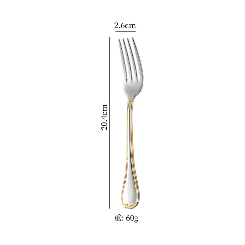 304ステンレス高級レストランホテルの局部金メッキ辺西食器精品ナイフスプーンフォークスプーン|undefined