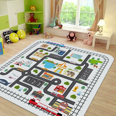 Traffic Game Mat Carpet, Avtomobil döşəmə paspasları - jet-train-city-4060cm