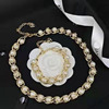 Necklace and bracelet from pearl, brass material, chain, Chanel style, 2021 years, European style