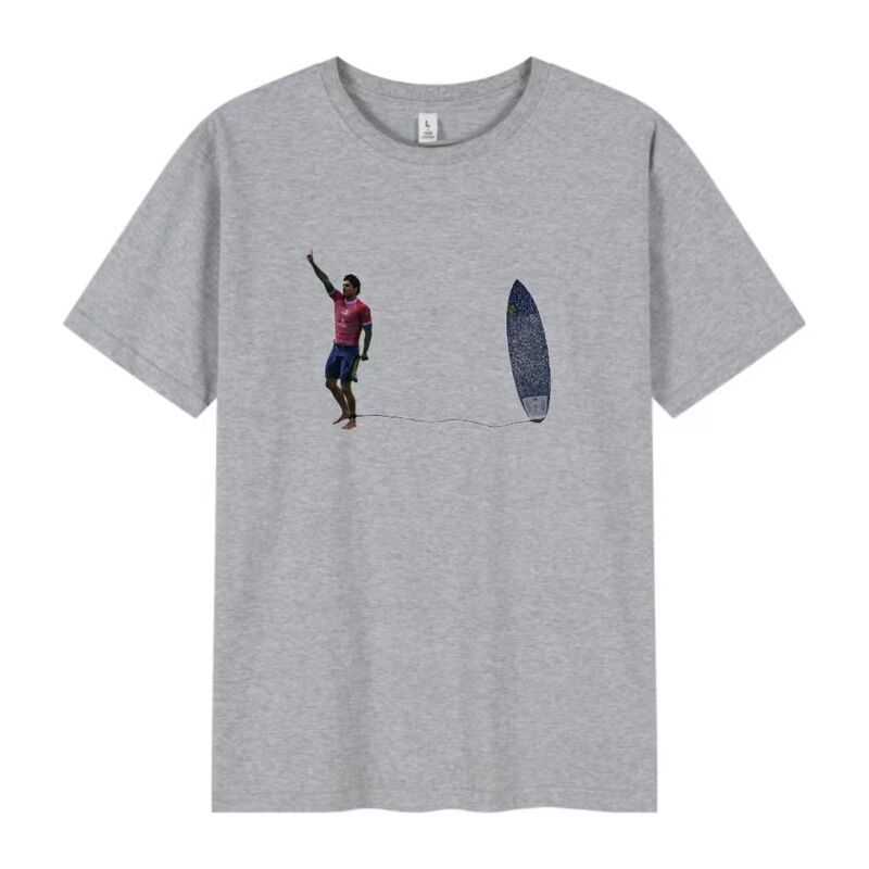 Cross-border Foreign Trade Full Score Surfing Champion Printed Casual Loose New Summer in stock T-shirt
