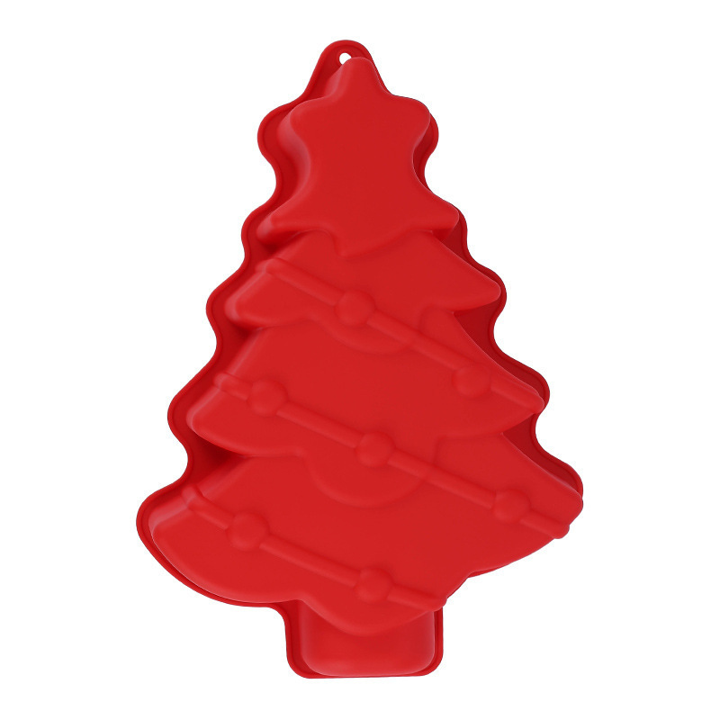 メーカー直販食品級シリコンケーキモールド6連クリスマスツリー雪だるまプレゼント祝日類DIY焙煎金型|undefined