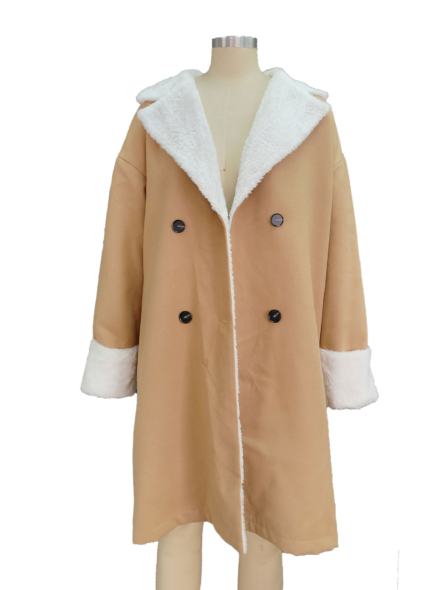 Women's Elegant Streetwear Solid Color Double Breasted Coat Coat Woolen Coat display picture 8