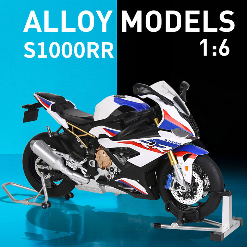 1:6 BMW RR1000 modelo de motocicleta de aleación de pulverización sonido y luz regalo de aniversario regalo de cumpleaños