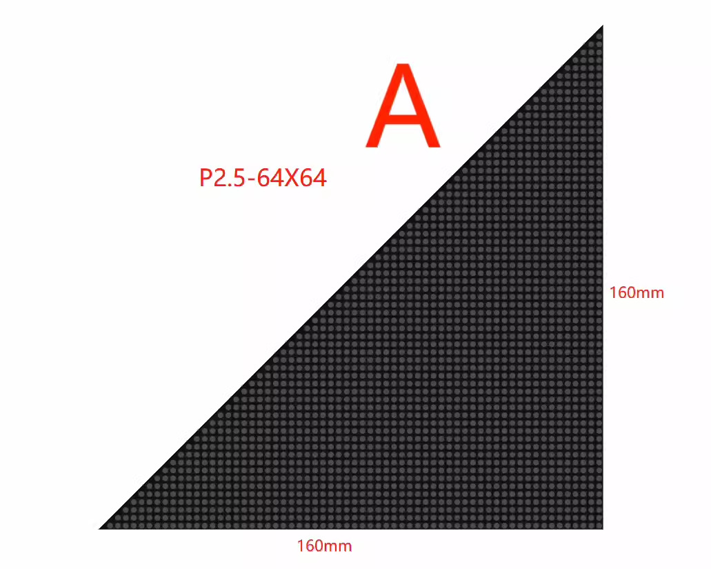 Módulo triangular pantalla LED de forma especial placa triangular rectangular placa de unidad interior borde arco P2.5 competencia