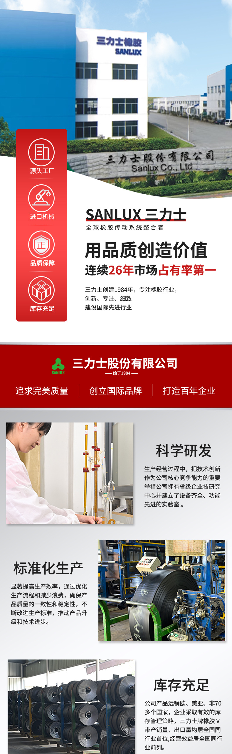 Sanlux Triangle V Belt C Type 2000-3850 Agriculture Industrial Machinery Belt Mixer Mining Transmission Industrial Belt