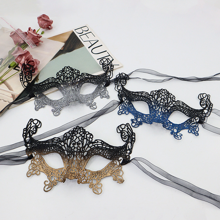 Nueva máscara de mascarada transfronteriza, máscara, fiesta de Halloween, espectáculo de carnaval, accesorios de peinado de encaje, máscara para los ojos